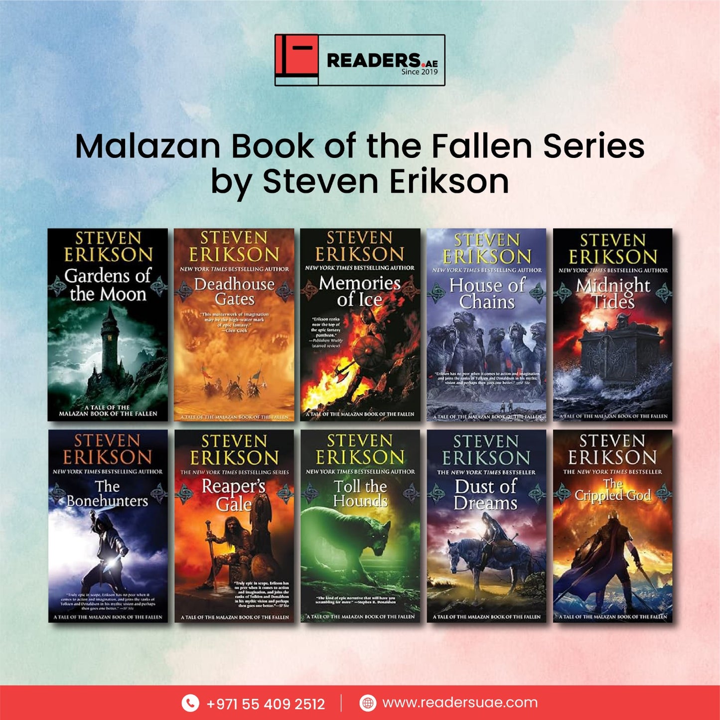 Malazan Book of the Fallen Series by Steven Erikson # 10 Books