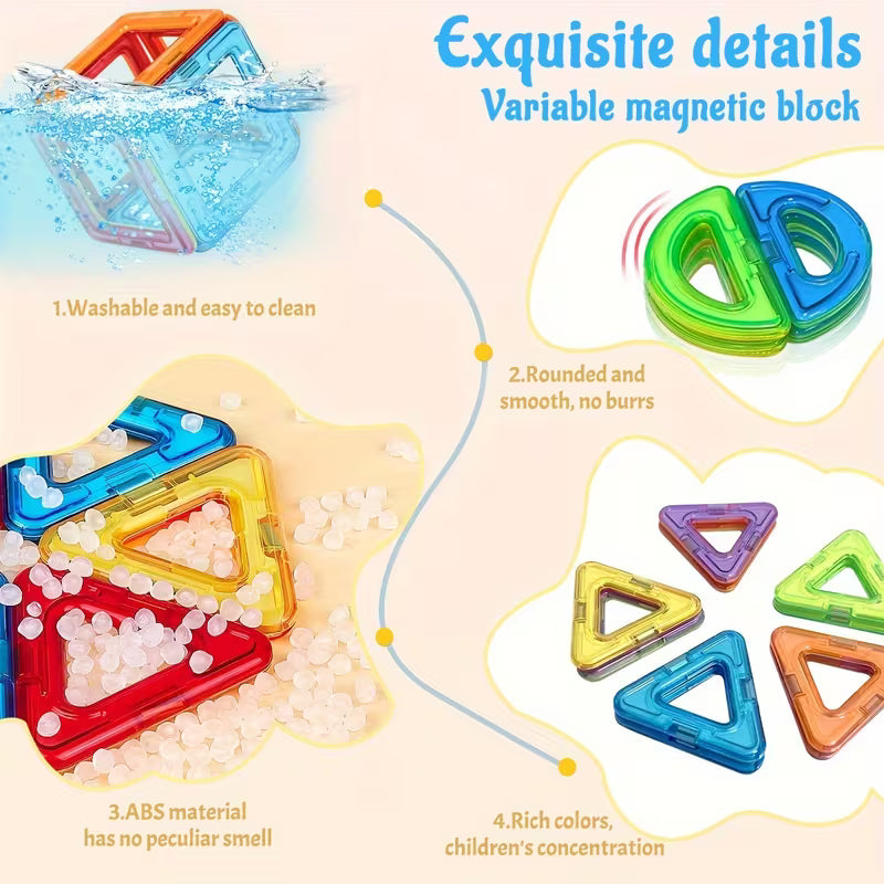MagnaBuild STEM Magnetic Tiles & Cube Set - 48 Pcs