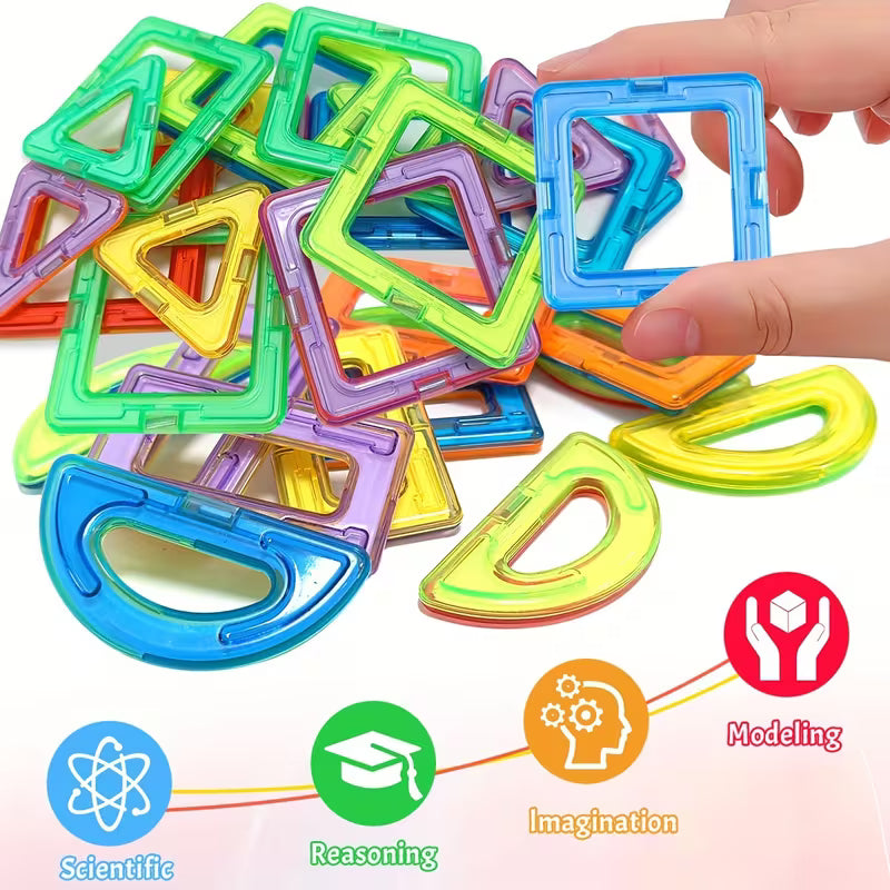 MagnaBuild STEM Magnetic Tiles & Cube Set - 48 Pcs
