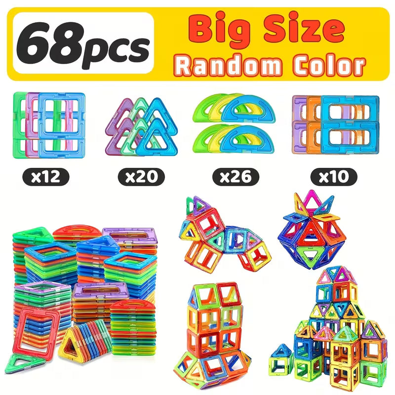 MagnaBuild STEM Magnetic Tiles & Cube Set - 48 Pcs