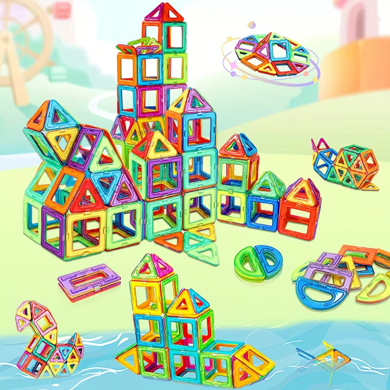 MagnaBuild STEM Magnetic Tiles & Cube Set - 48 Pcs