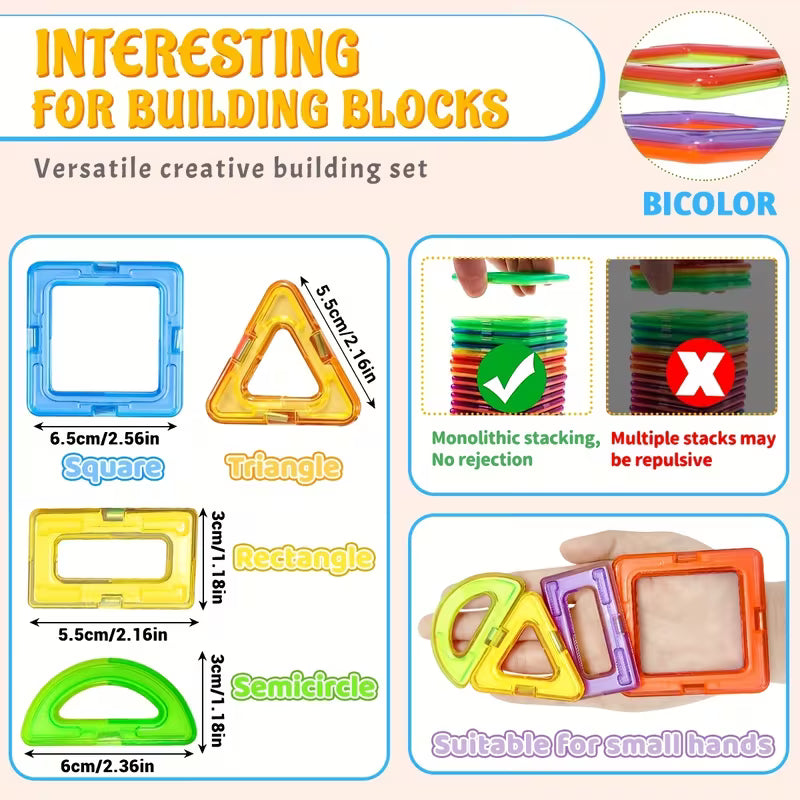 MagnaBuild STEM Magnetic Tiles & Cube Set - 48 Pcs